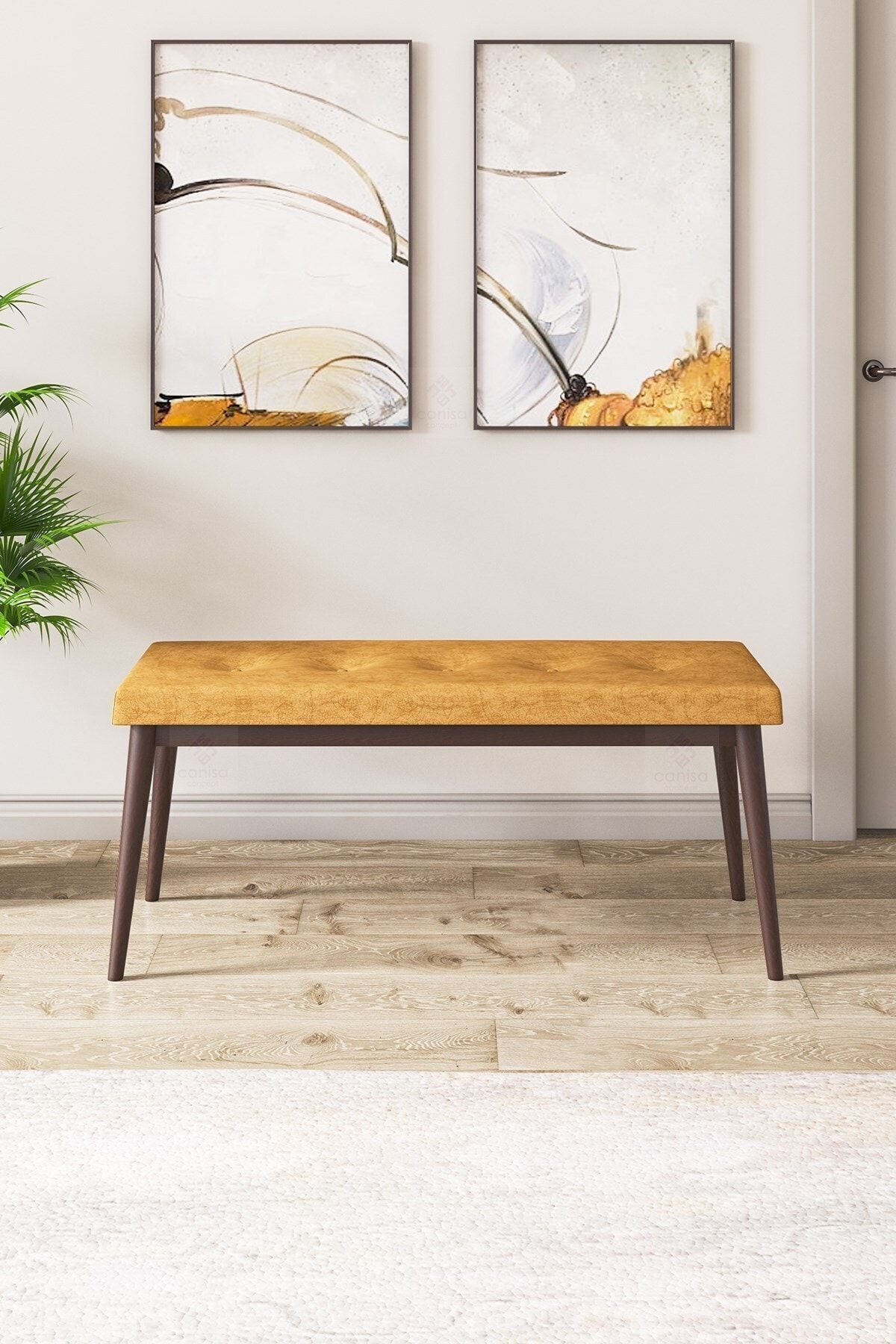 Canisa Pera Serisi Bench,gürgen Tam Isleket 1.sınıf Kumaş / Cappuccino-ceviz