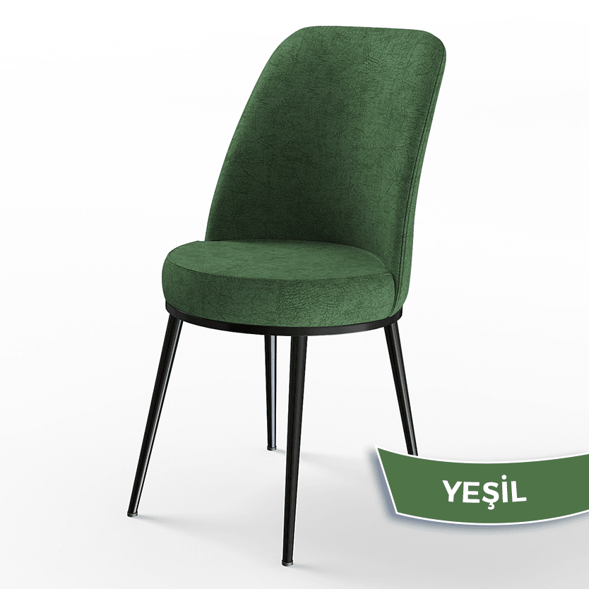 Tor Serisi 90x90 Yuvarlak Sabit Siyah Mermer Desen Masa Takımı Ve 4 Sandalye