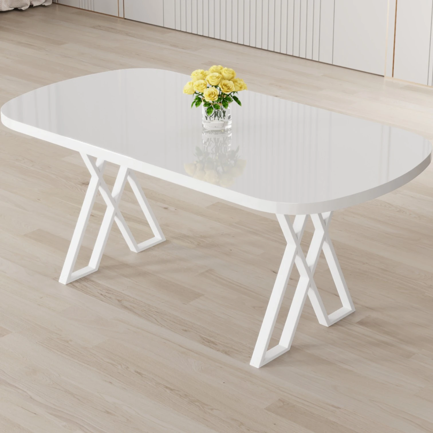 Axton Serisi Sabit Mdf 90x168 Beyaz Mutfak Masa Takımı 4 Sandalye