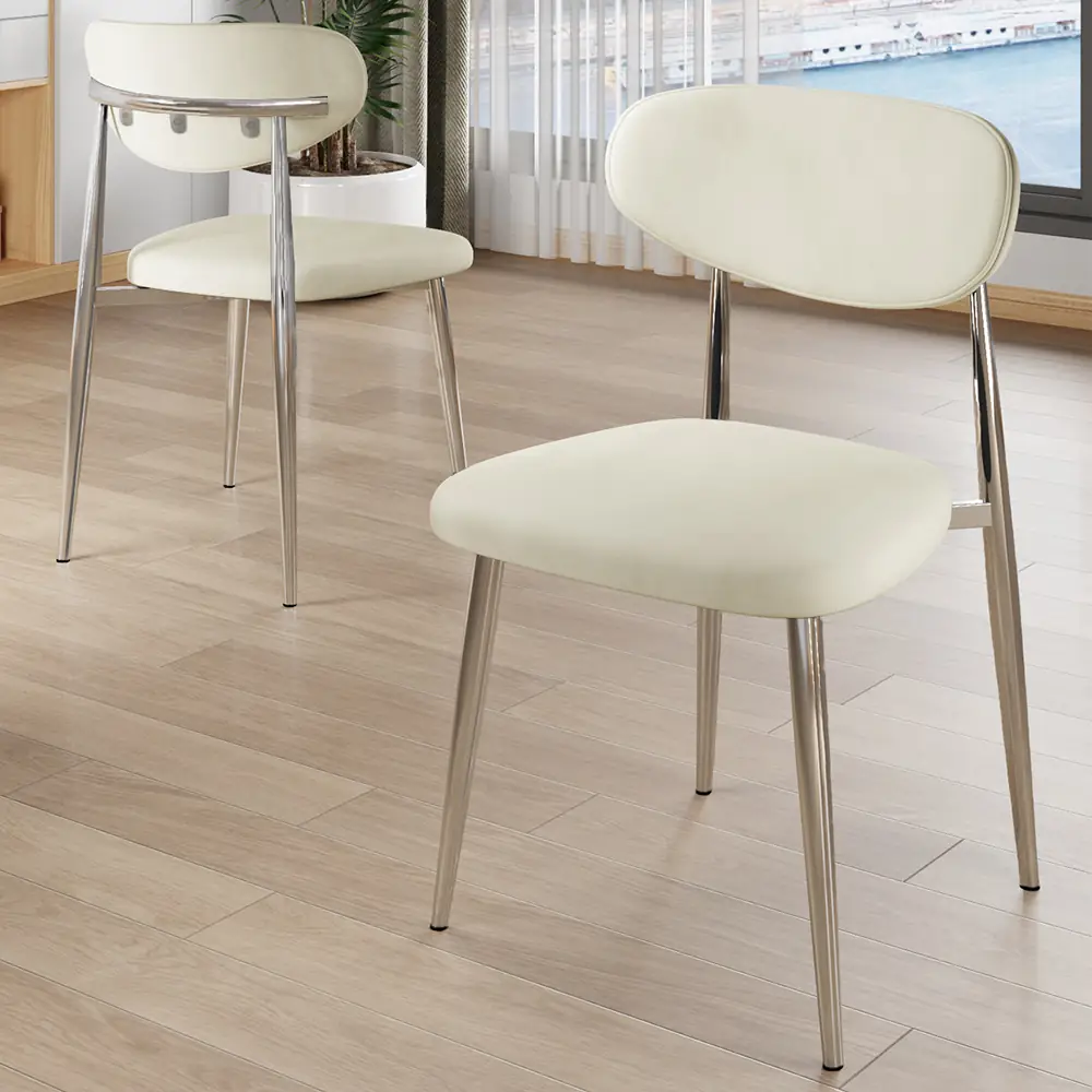 Olya Serisi 90x168 Lak Panel Sonata Masa Takımı Krom Ayaklı 6 Sandalye
