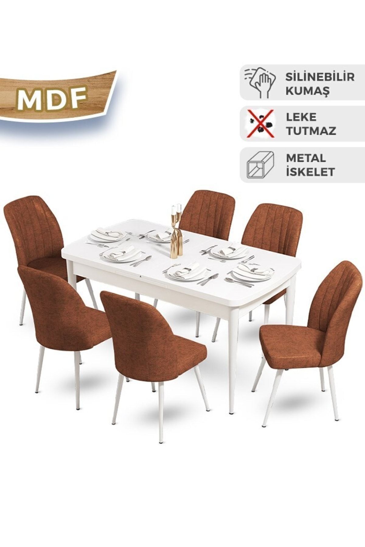 masa beyaz sandalyeler kiremit