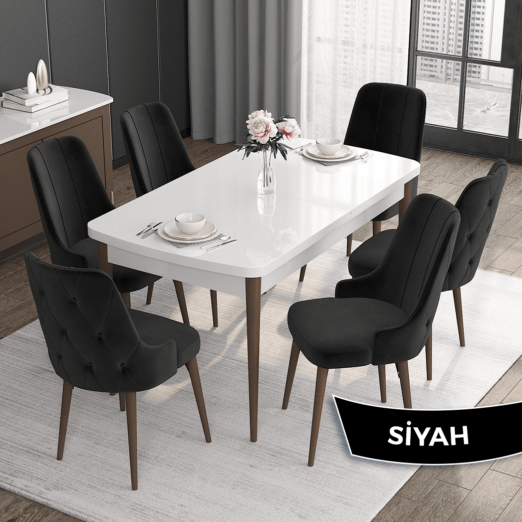 Sandalye Siyah Renk Masa Beyaz