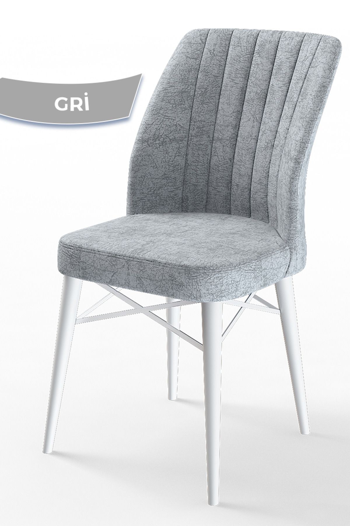 Rox Serisi 90x90 Yuvarlak Sabit Beyaz Mermer Desen Masa Takımı Ve 4 Sandalye