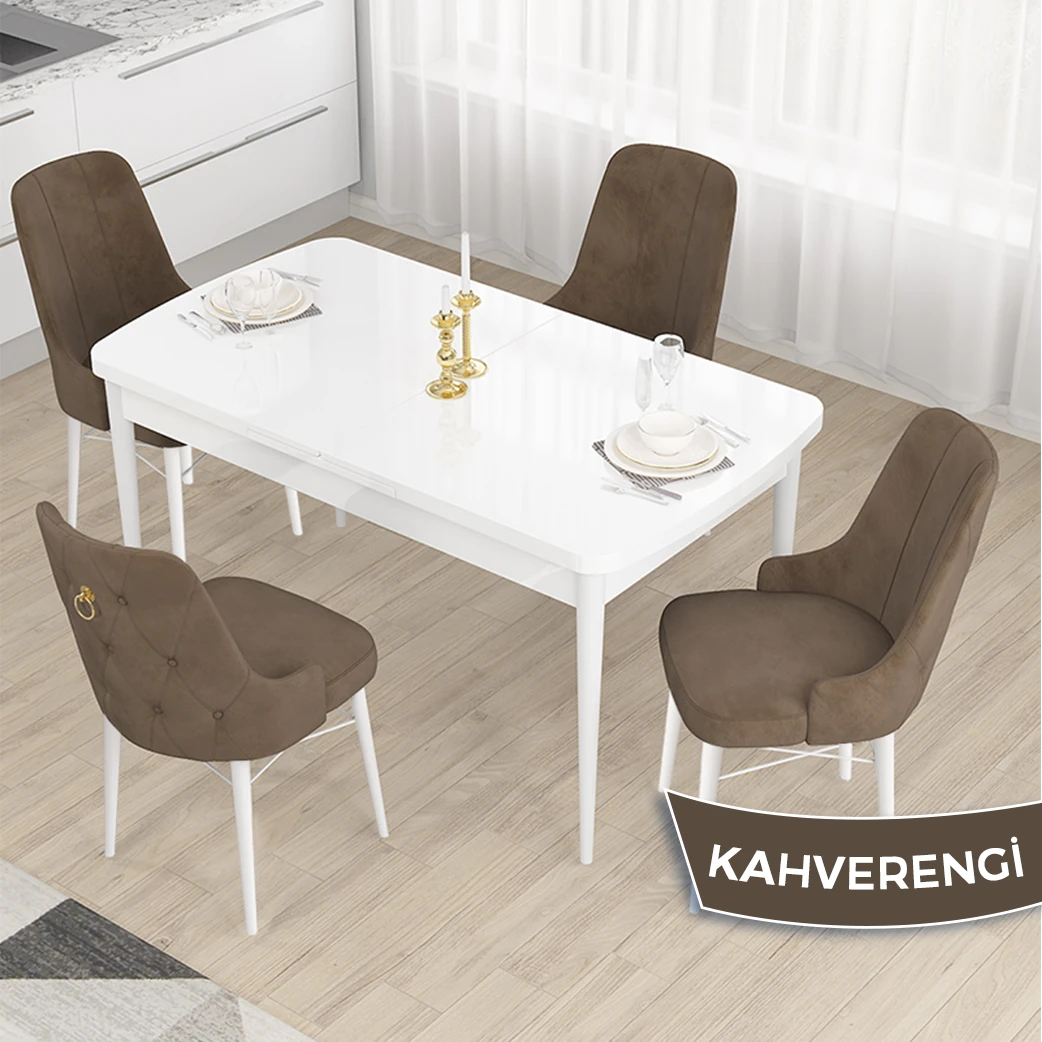 Beyaz Masa Kahve Sandalye