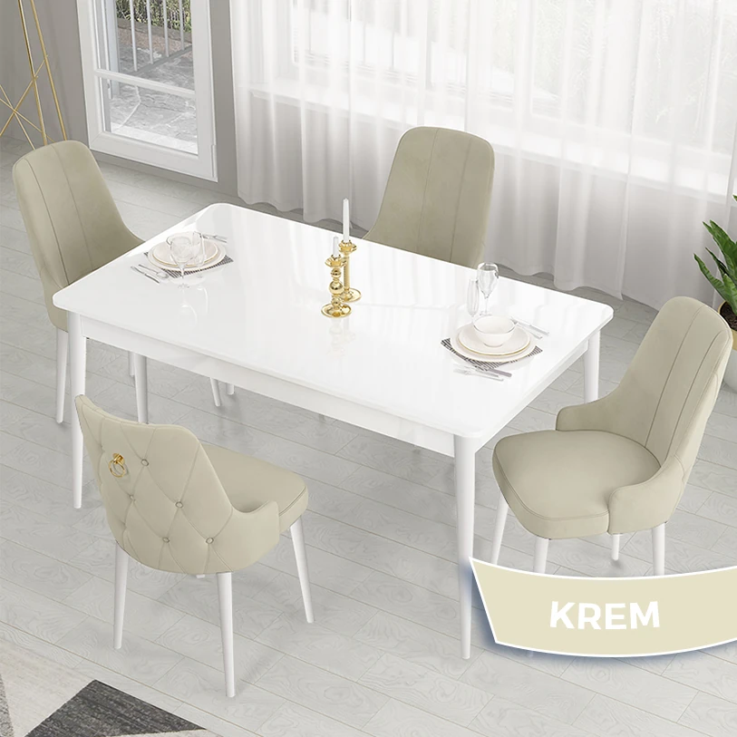 Sandalye Krem Masa Beyaz
