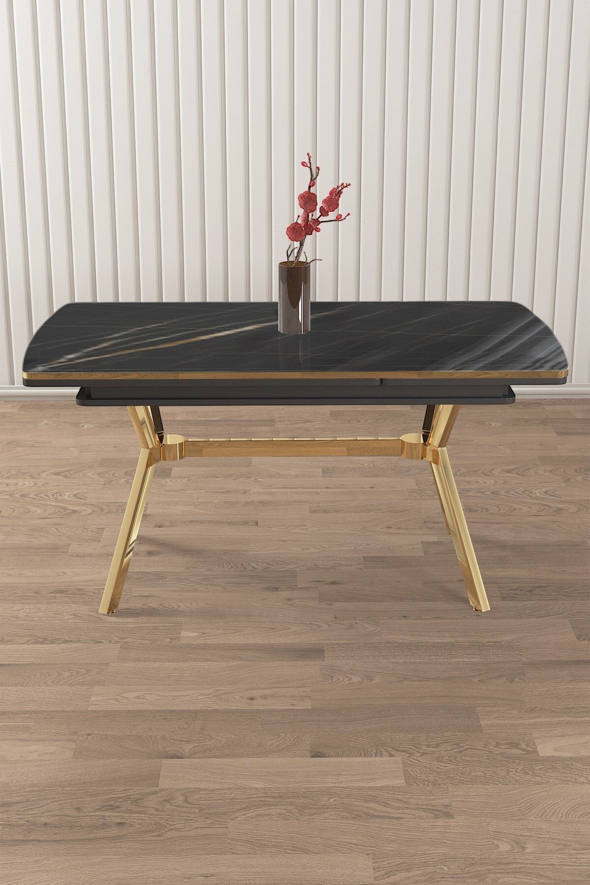 Nis Serisi 89x150 Lak Panel Sabit Masa Gold Kaplama Ayak