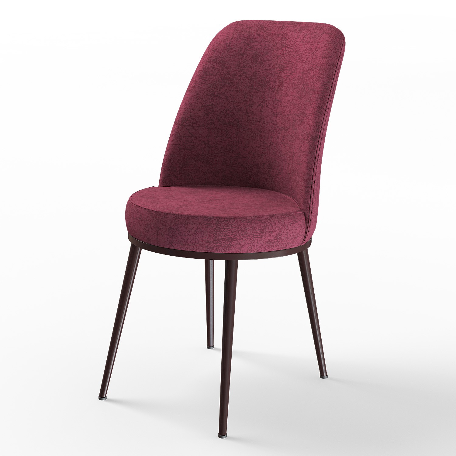 Bordo Renk Sandalye Kahverengi Metal Ayak