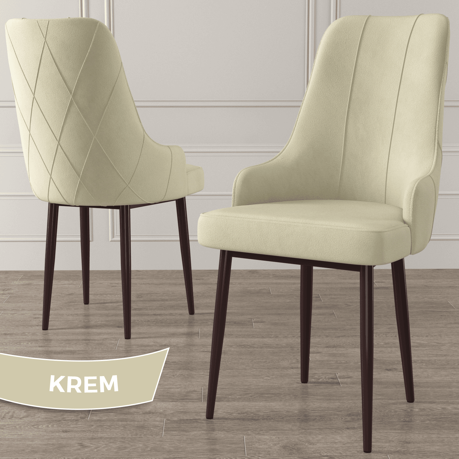 Ram Serisi 80x132 Açılabilir Barok Ahşap Desen Masa Takımı ve 4 Sandalye