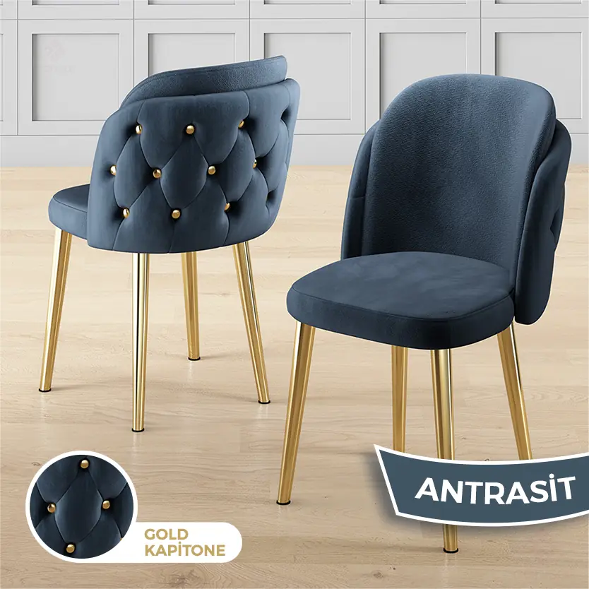 Zae Serisi 90x168 Lak Panel Hazar Gold Ayak Masa Takımı 4 Sandalye