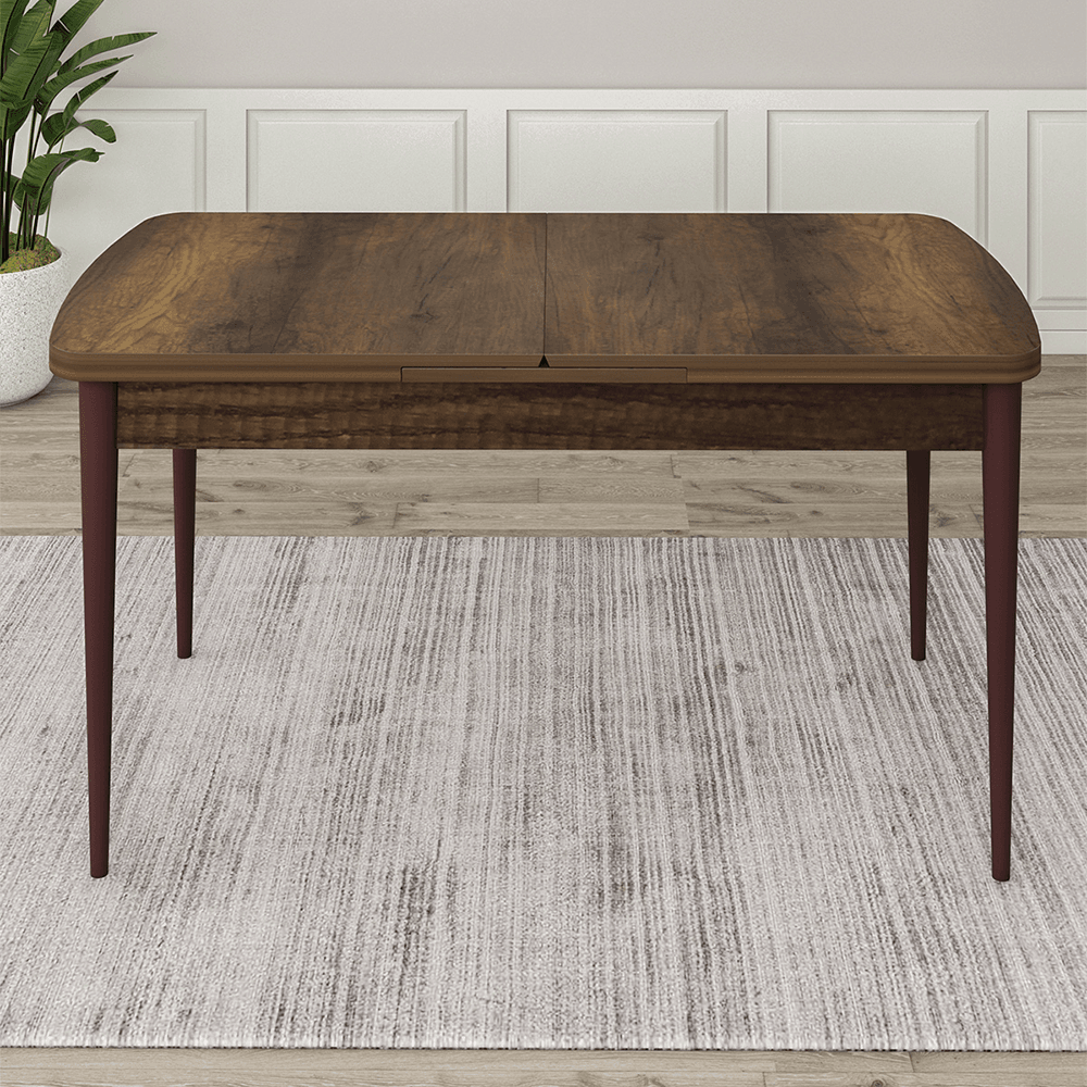 Are Serisi 80x132 Mdf Açılabilir Gold Halka Barok Ahşap Desen Masa Takımı 4 Sandalye Ve 1 Bench