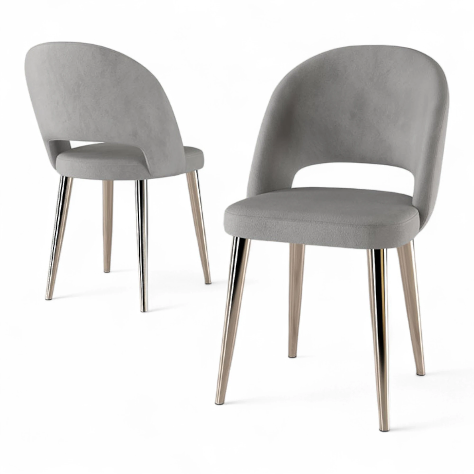 Gri Sandalye Krom Ayak