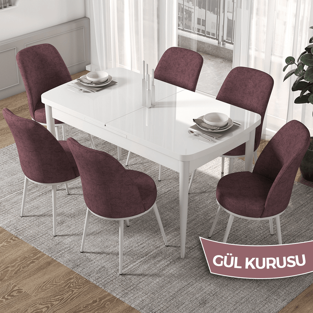Gül Kurusu Renk Sandalye Beyaz Ayak