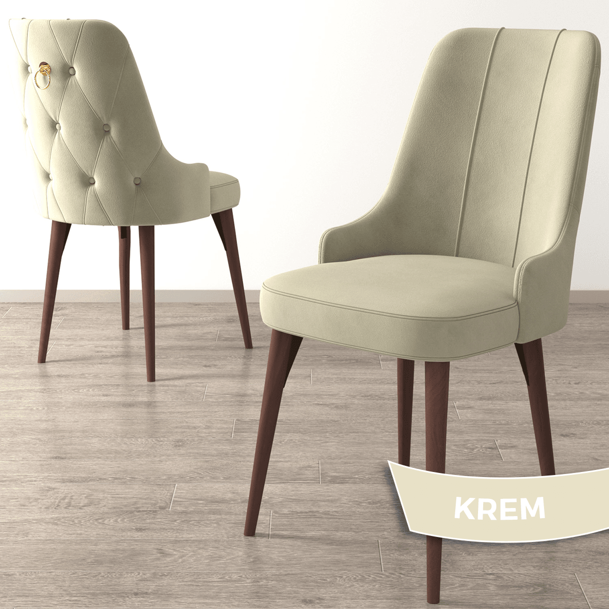 Noa Serisi 80x132 Mdf Açılabilir Gold Halka Beyaz Masa Ceviz Ayak Masa Takımı Ve 6 Sandalye