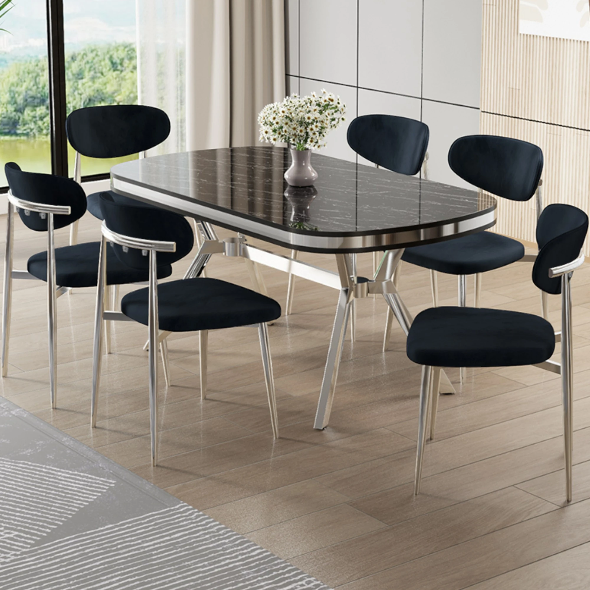 Sonata Masa Antrasit Sandalye Ayaklar Krom.