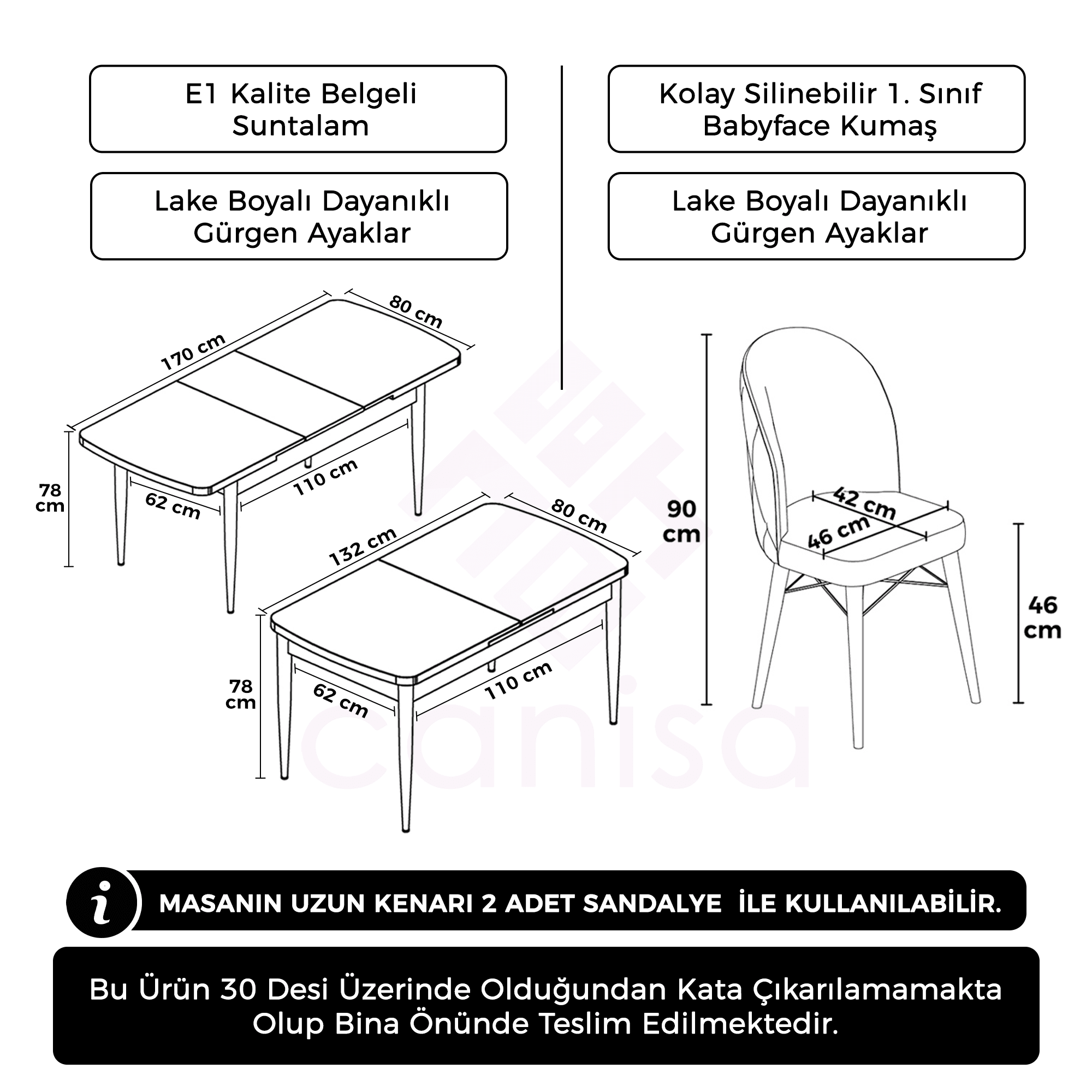 Rut Serisi 80x132 Açılabilir Beyaz Mermer Desen Masa Takımı Ve 4 Sandalye
