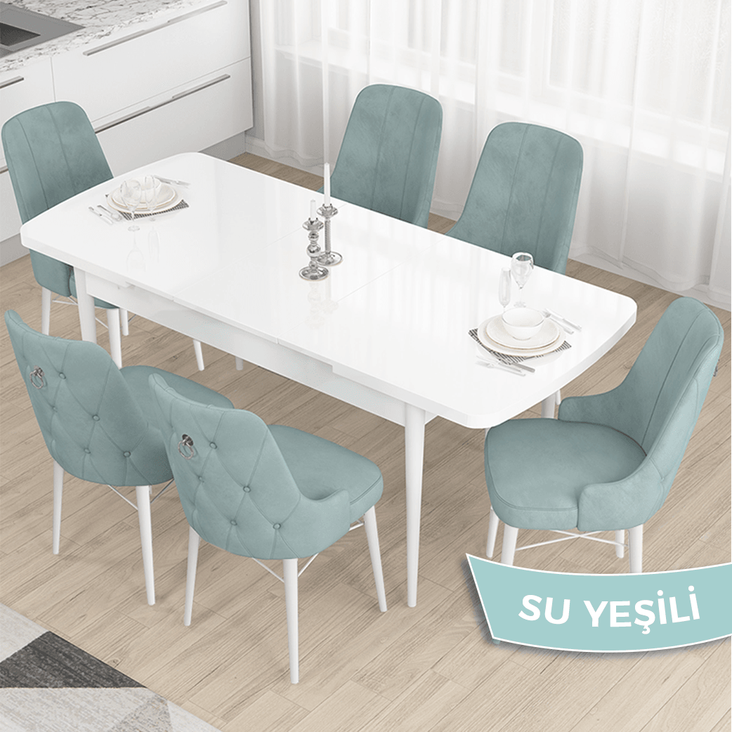 Sandalye su yeşili  Renk Masa Beyaz