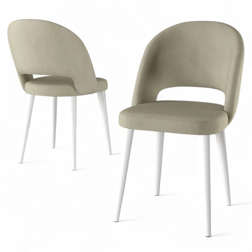 Krem Sandalye Beyaz Ayak