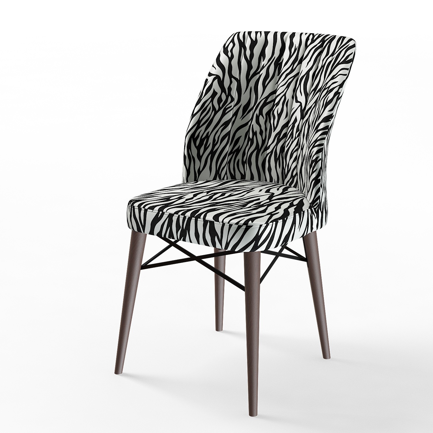 Zebra Desen Sandalye Ceviz Gürgen Ayak