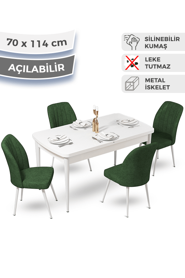 masa beyaz sandalyeler haki yeşili