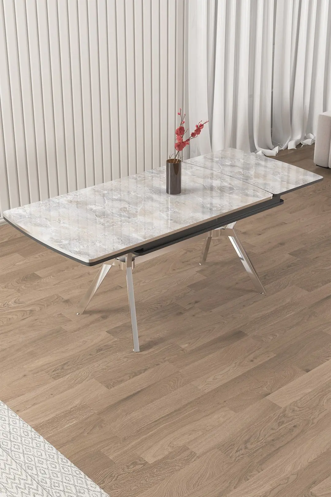 Nis Serisi 89x150 Açılabilir Lak Panel Rampla Gri Masa Krom Ayak
