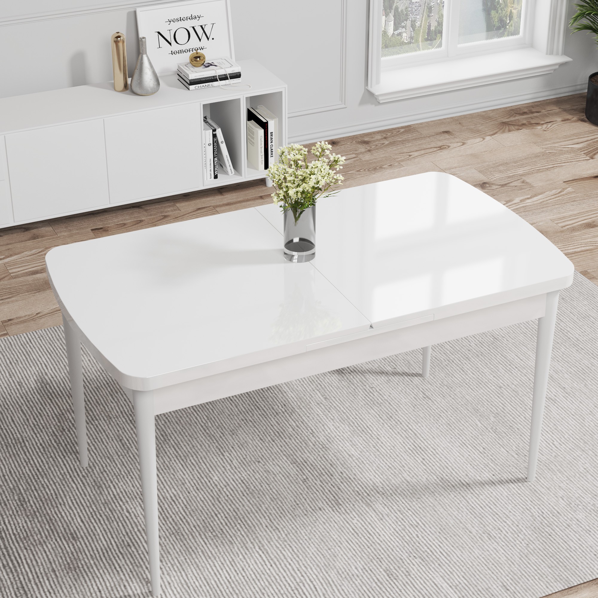 Rio Serisi 80x132 Mdf Açılabilir Beyaz Masa Takımı Ve 8 Sandalye
