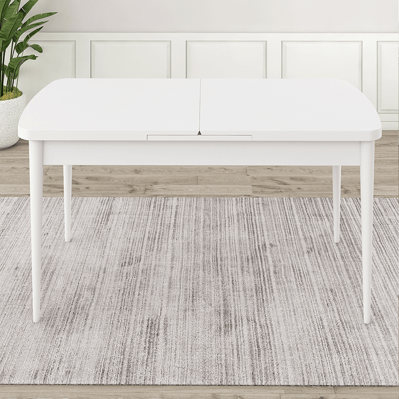 Rim Serisi 80x132 Açılabilir Beyaz Mutfak Masası Takımı Ve 6 Sandalye