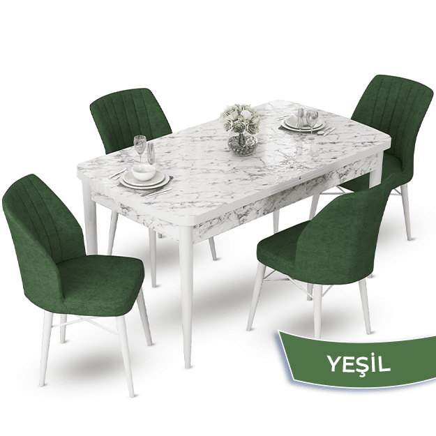 masa beyaz sandalyeler haki yeşili