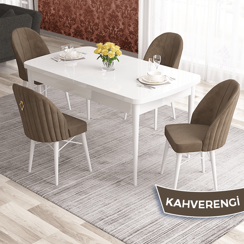 kahve Sandalye Beyaz Masa