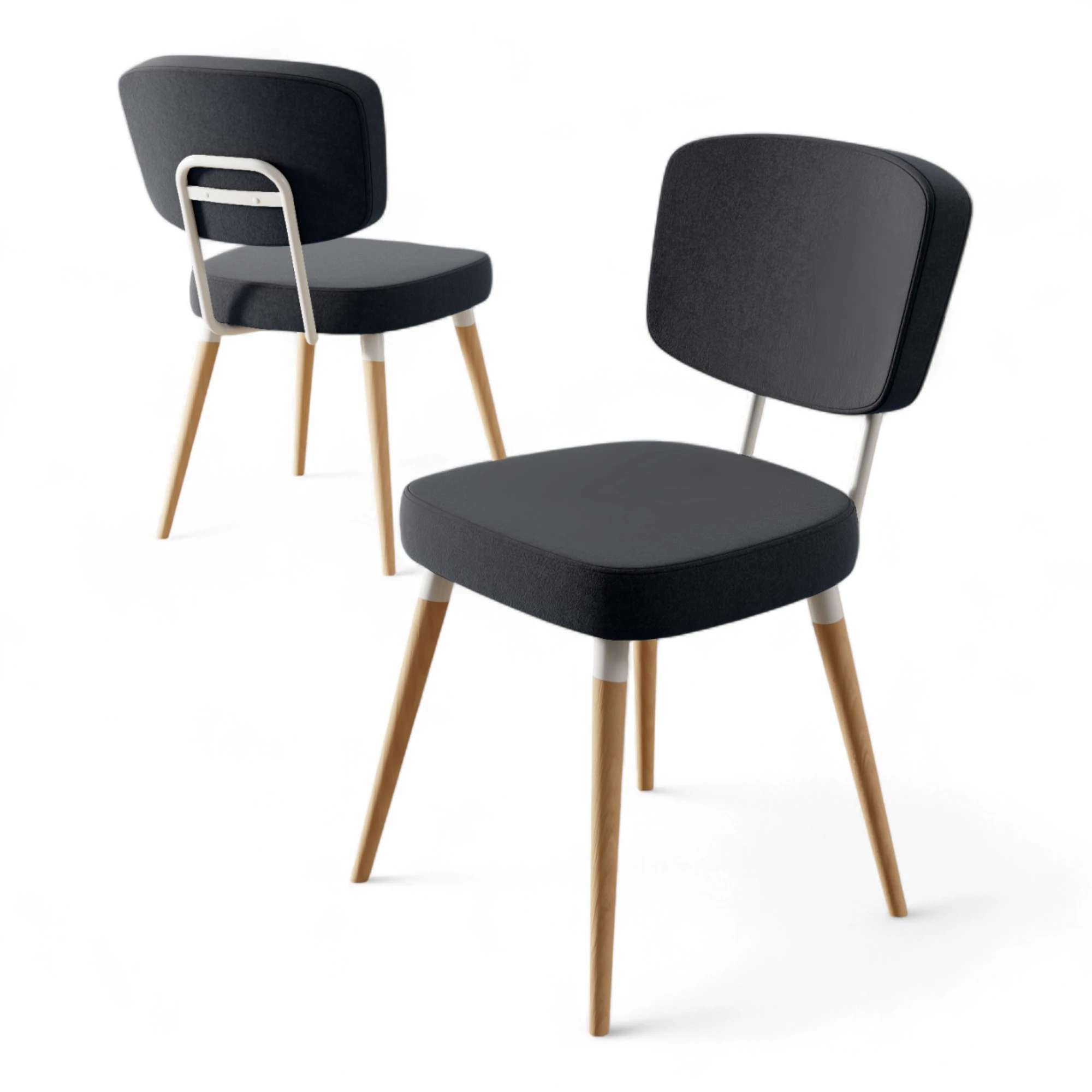 Nubba Serisi 6 adet Mutfak Sandalyesi Gürgen Doğal Ahşap Ayak Beyaz Detay