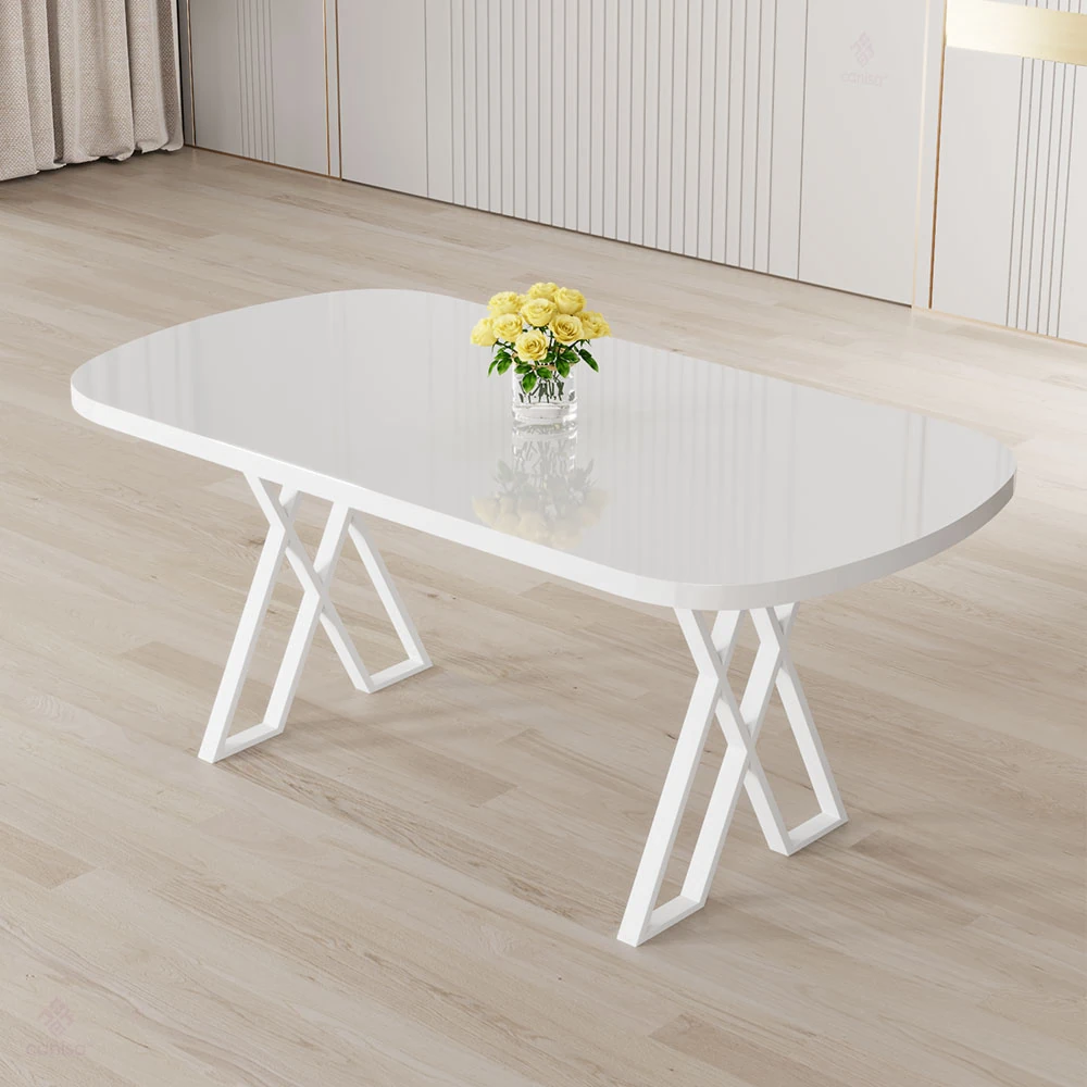 Arvon Serisi MDF 90x168 Sabit Beyaz Mutfak Masa Takımı 6 Sandalye
