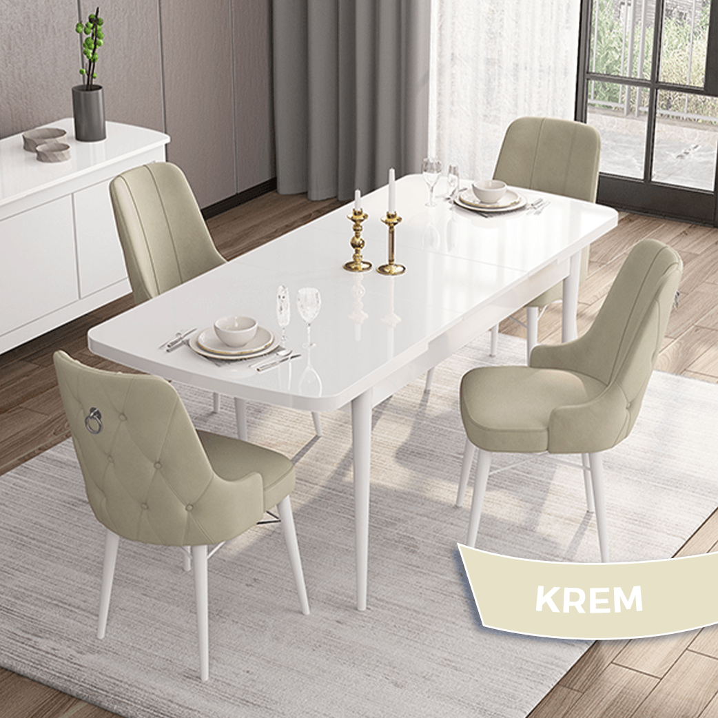 Sandalye Krem Masa Beyaz