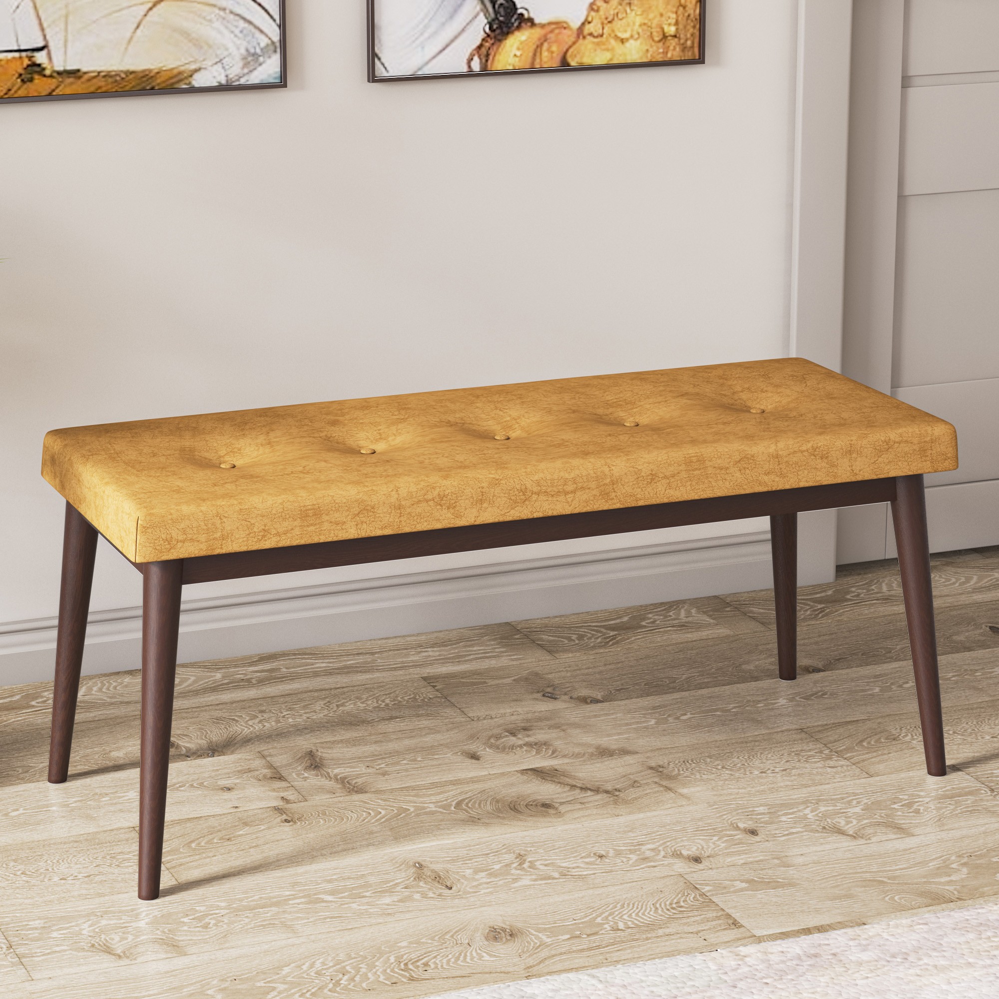Pir Serisi 80x130 Sabit Barok Ahşap Desen Masa Takımı 4 Sandalye Ve 1 Bench