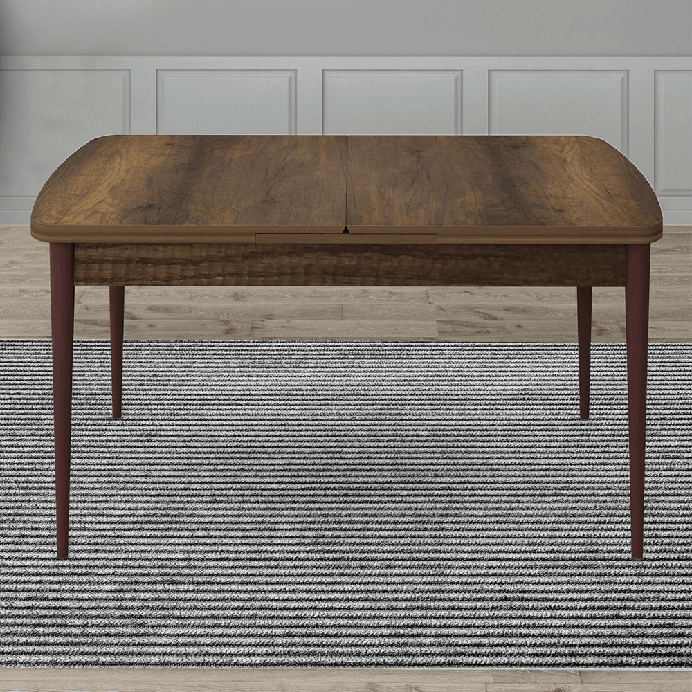Are Serisi 80x132 Mdf Açılabilir Gümüş Halka Barok Ahşap Desen Masa Takımı 4 Sandalye Ve 1 Bench