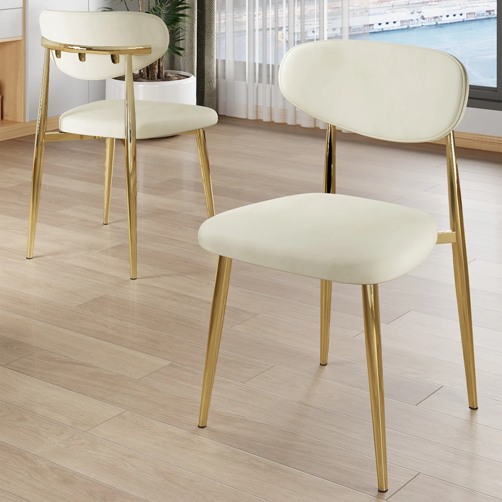 Olya Serisi 90x168 Lak Panel Beyaz Mermer Desen Masa Takımı Gold Ayaklı 4 Sandalye