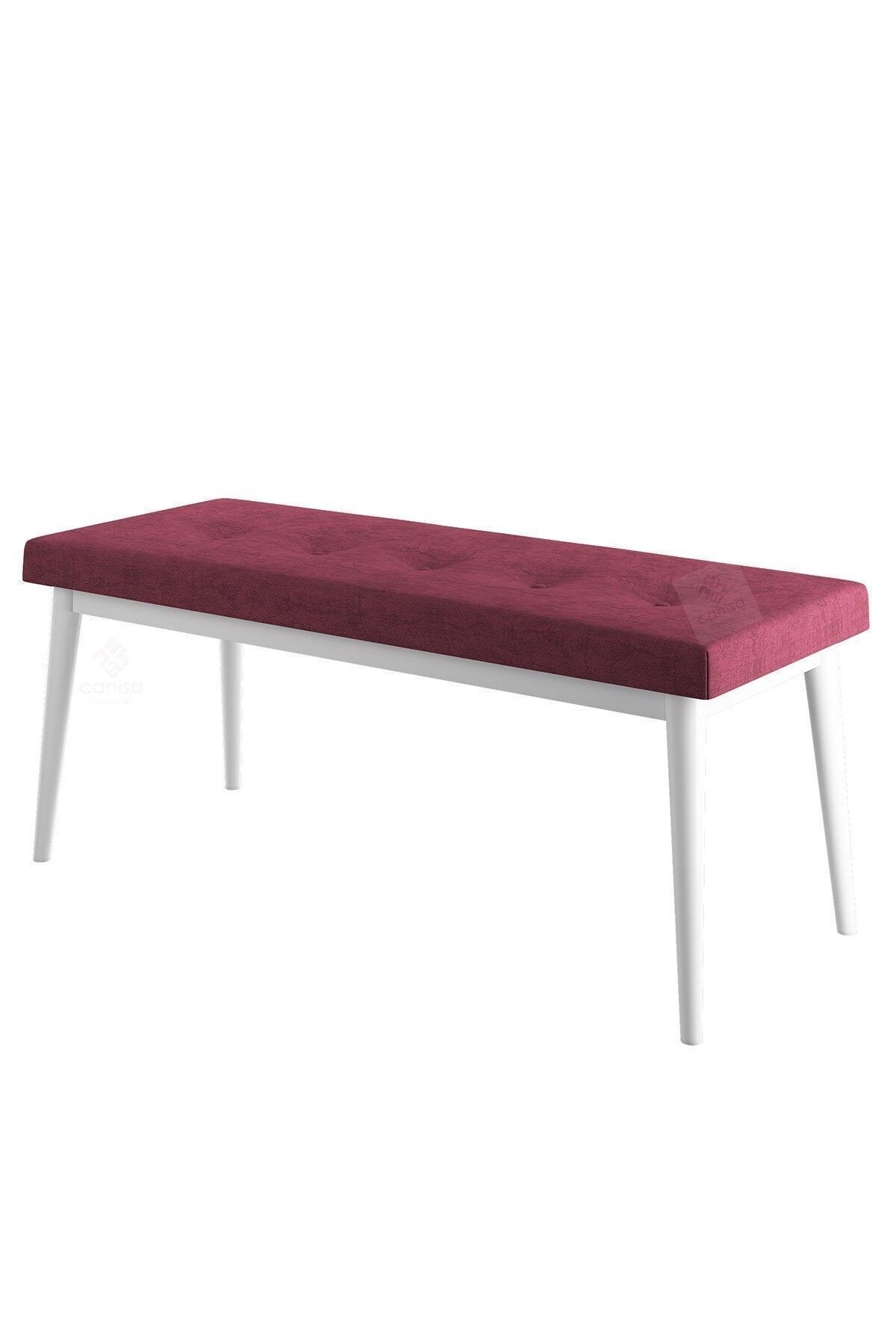 Pera Serisi Bench , Geniş Oturma Alanlı , 1. Sınıf Kumaş , Bordo Bench , Beyaz Gürgen Ayak