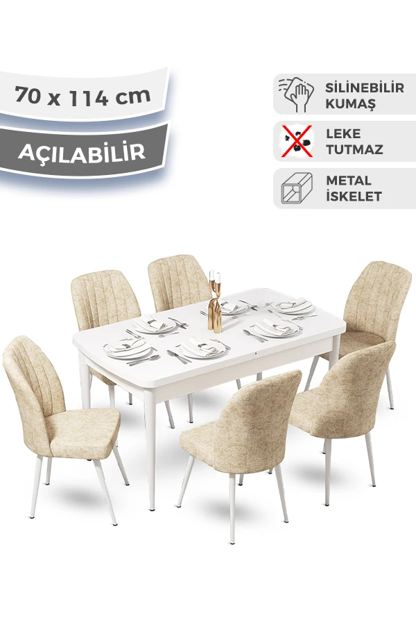 masa beyaz sandalyeler krem