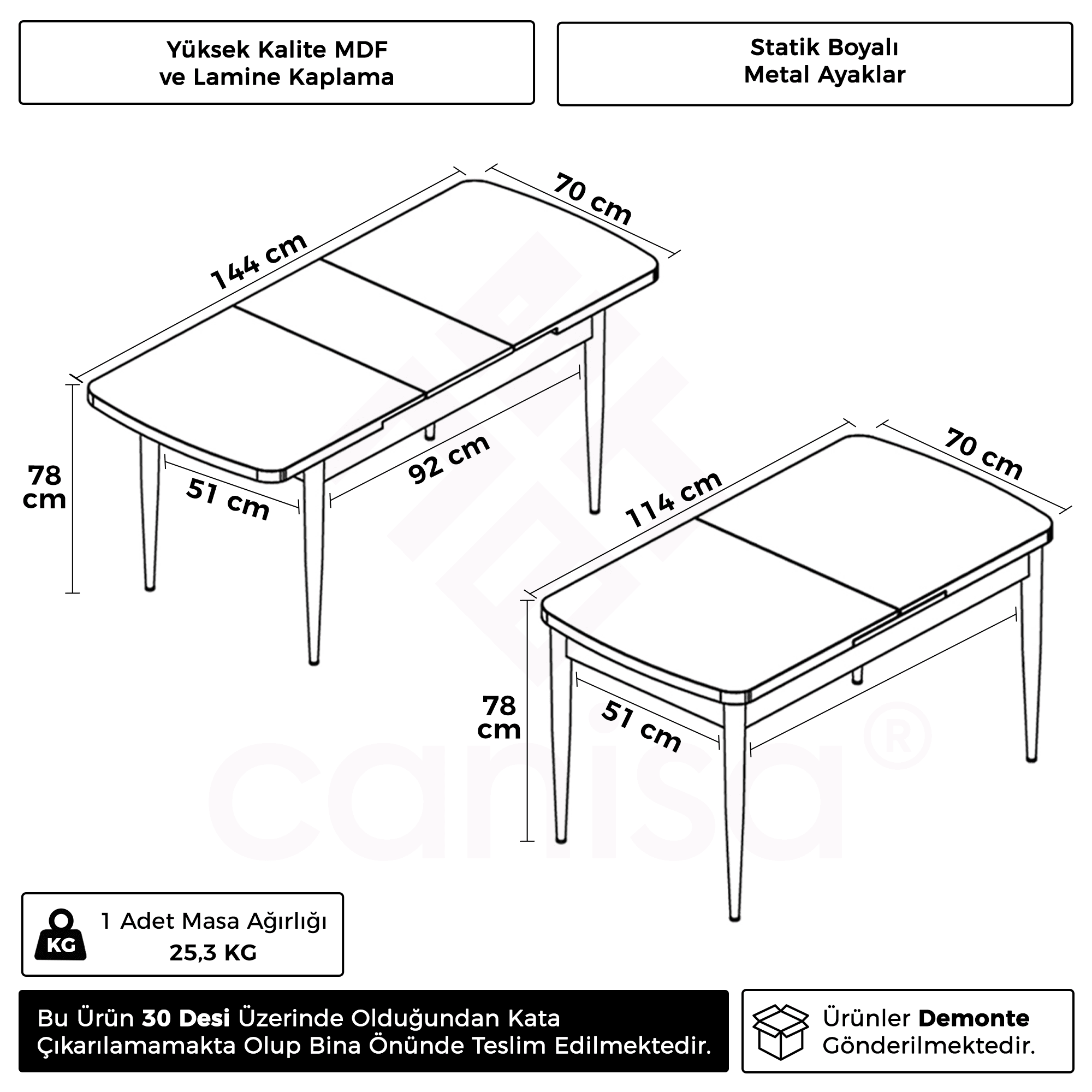 Nex Serisi 80x132 Mdf Açılabilir Mutfak Masası