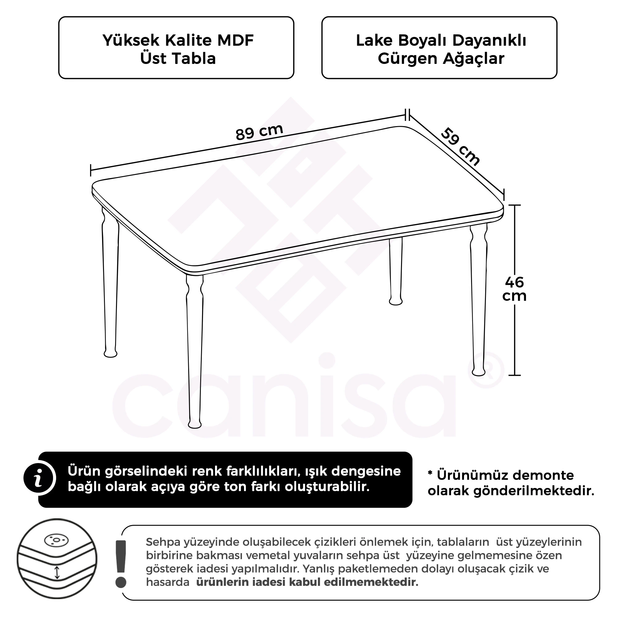 Erta Serisi Ceviz Renk MDF Orta Sehpa Ceviz Ayak