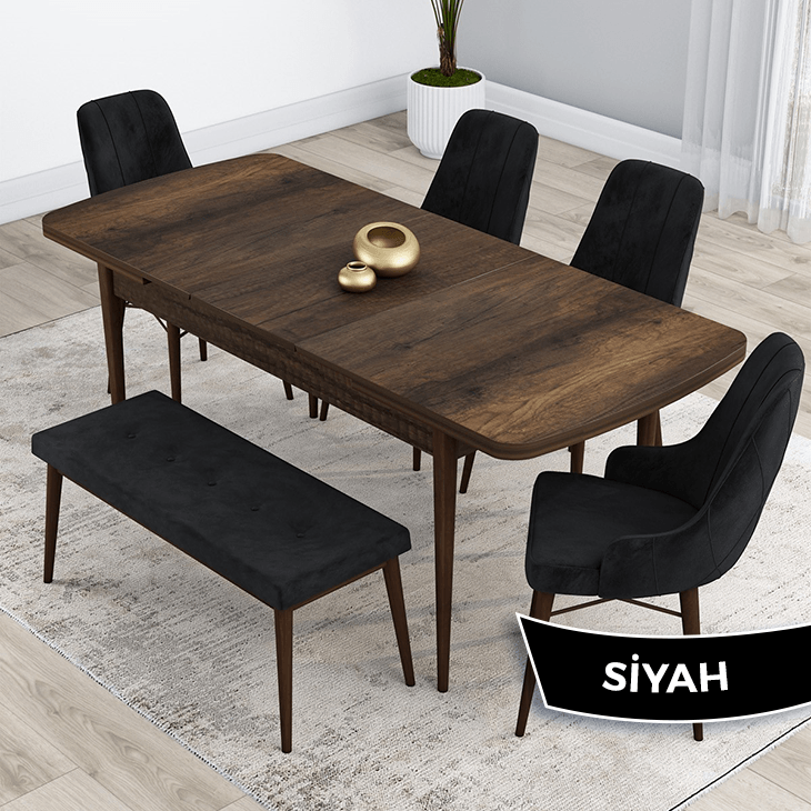 Sandalye Siyah masa siyah mermer desen