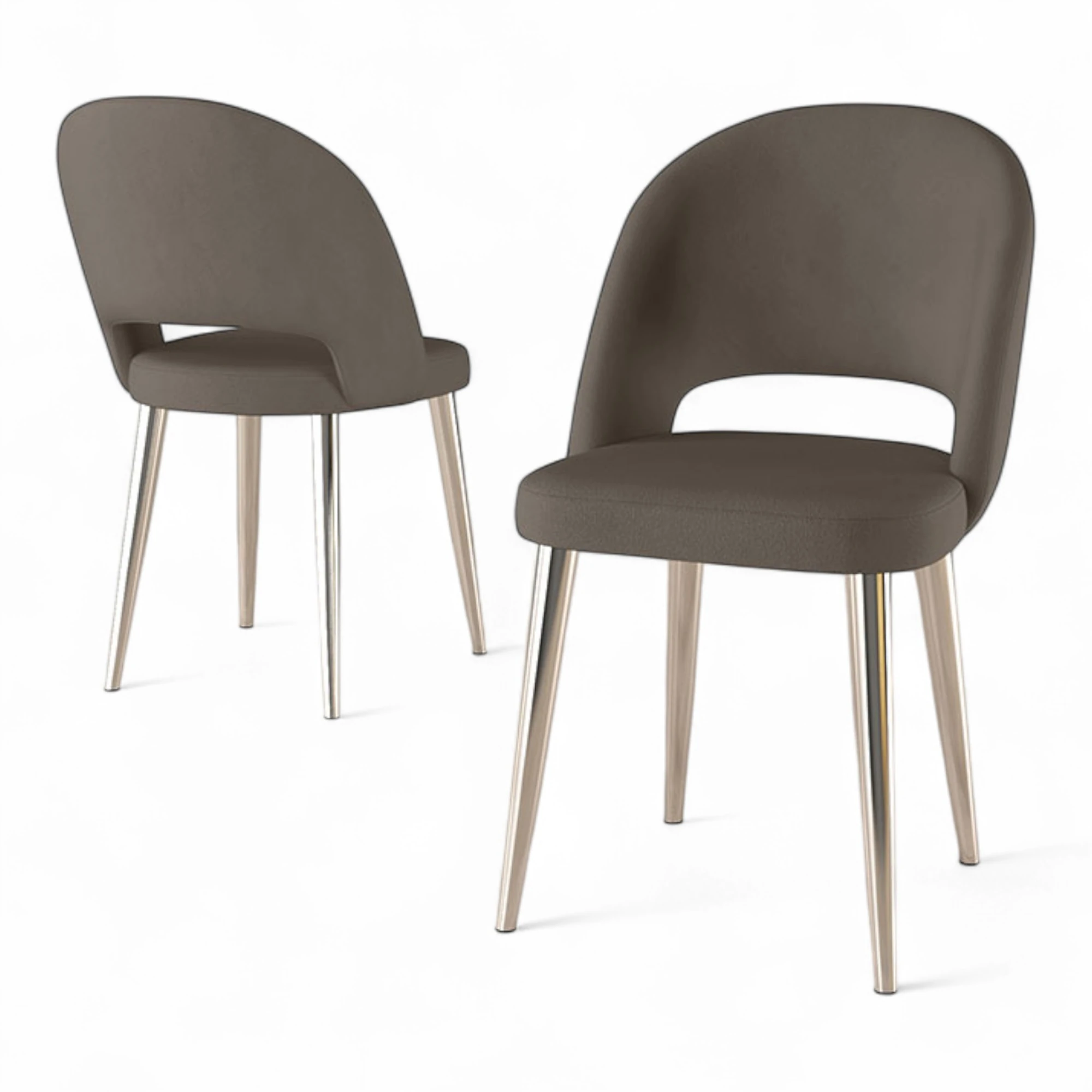 Kahve sandalye krom ayak