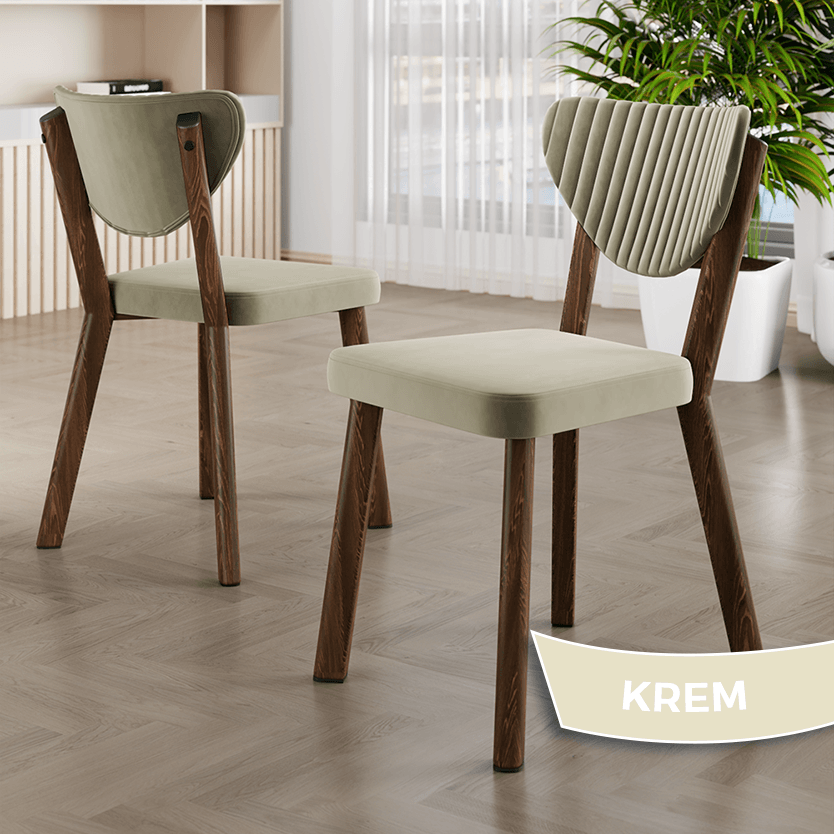 Exve Serisi 80x132 Açılabilir Barok Ahşap Desen Masa Takımı ve 4 Sandalye