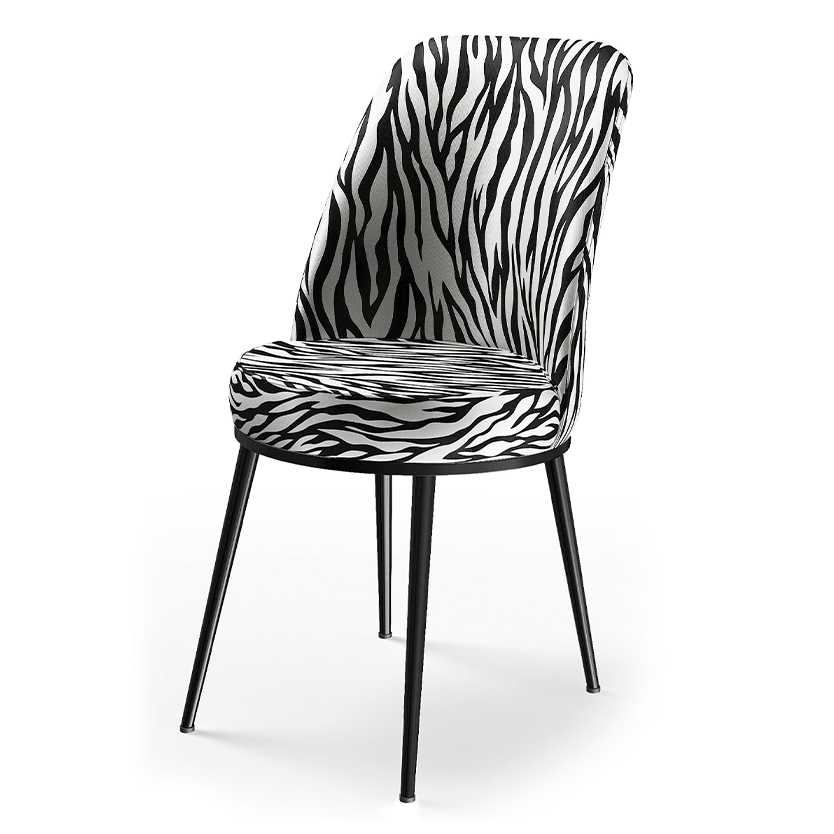 Zebra Desen Sandalye Siyah Gürgen Ayak