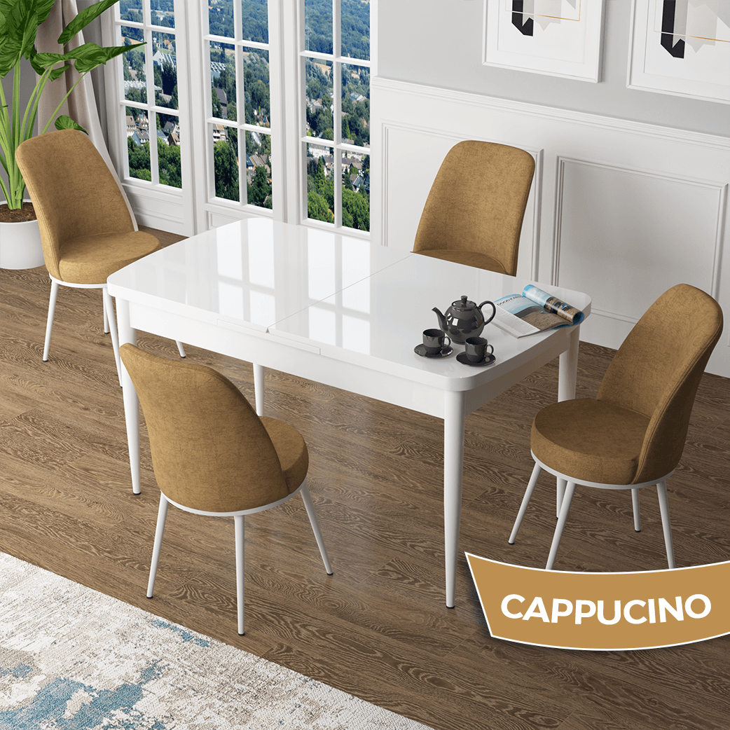 masa beyaz sandalyeler cappucıno