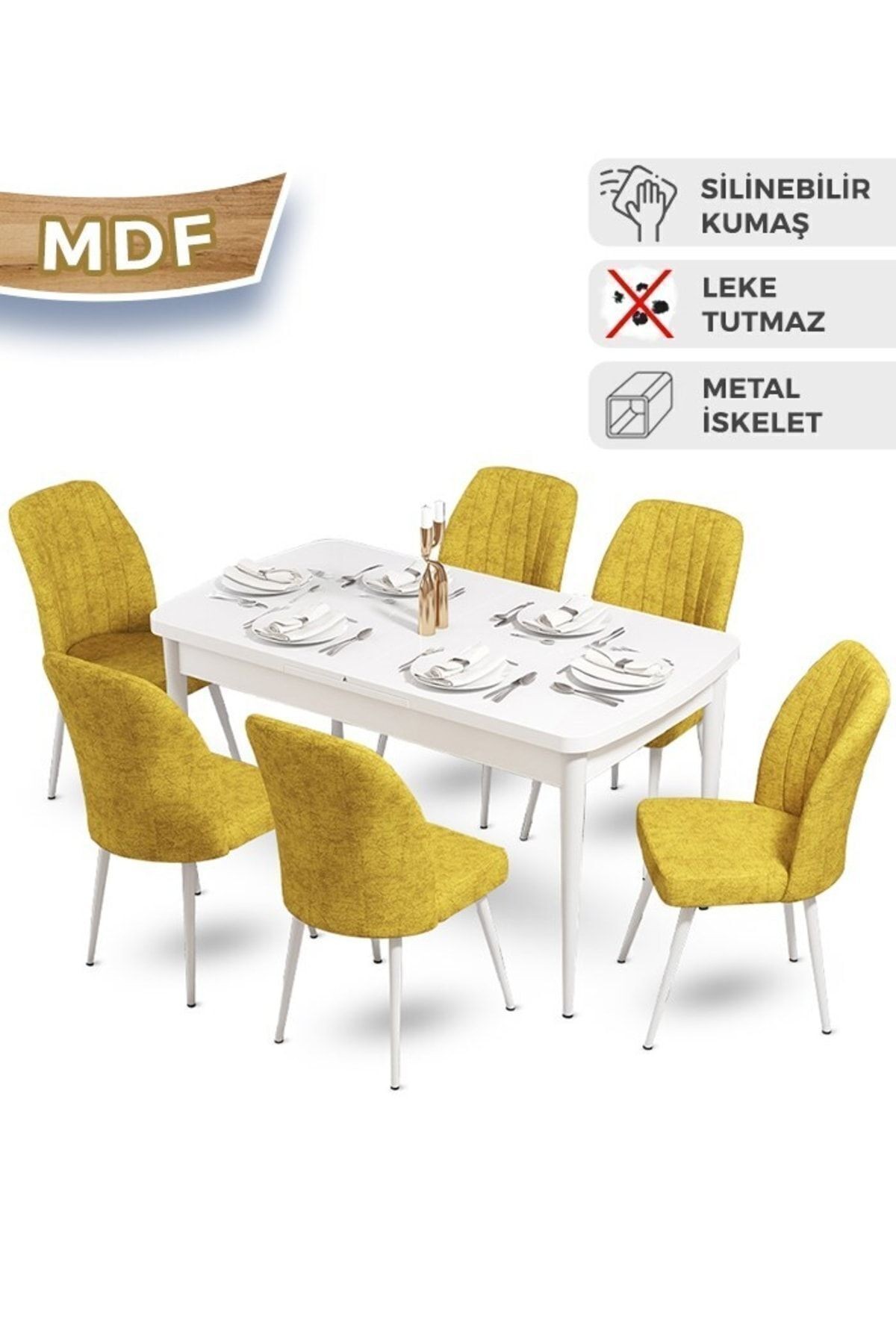 masa barok sandalyeler hardal sarısı