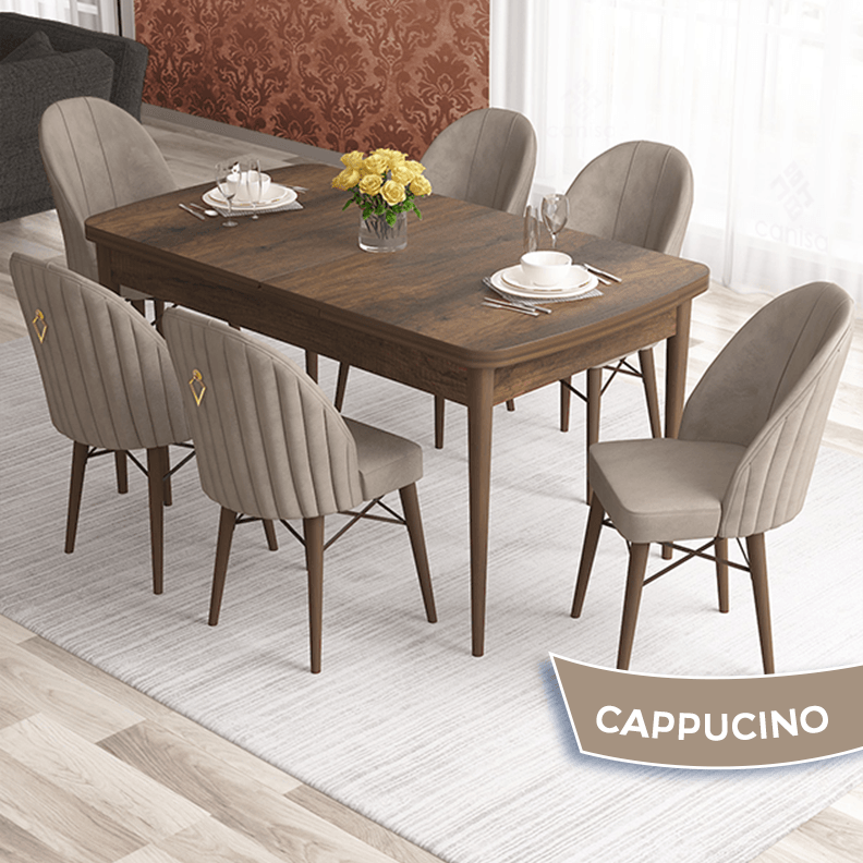 Sandalye Cappucino Masa Barok Ahşap Desen