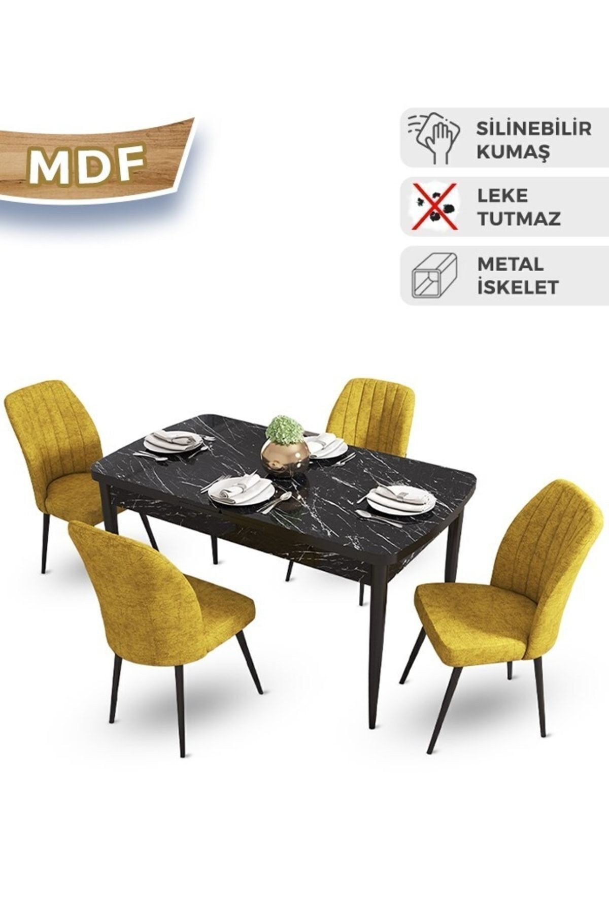 masa barok sandalyeler hardal sarısı