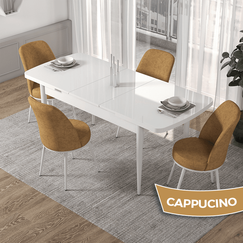 Cappucino Renk Sandalye Siyah Metal Ayak