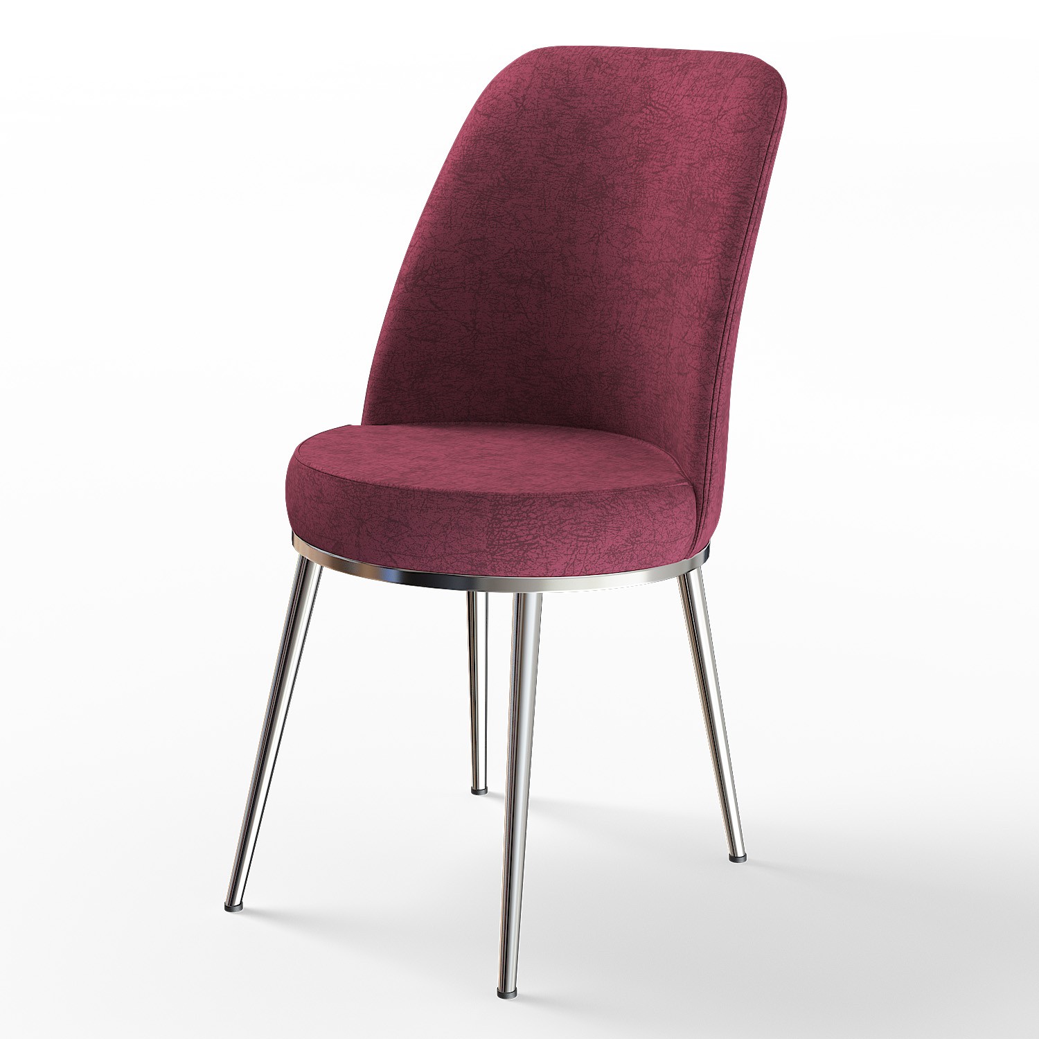 Bordo Renk Sandalye Kahverengi Metal Ayak