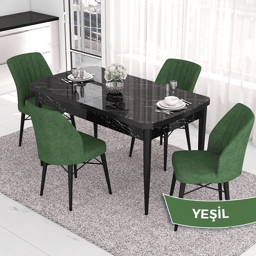 masa siyah mermer desen sandalye hakiysl