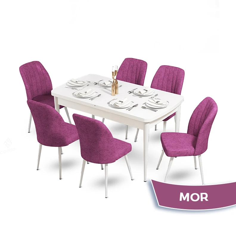 Beyaz Masa Mor Sandalye